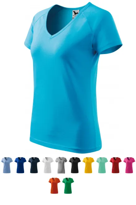 Damen T-Shirt mit Raglanärmel, türkis