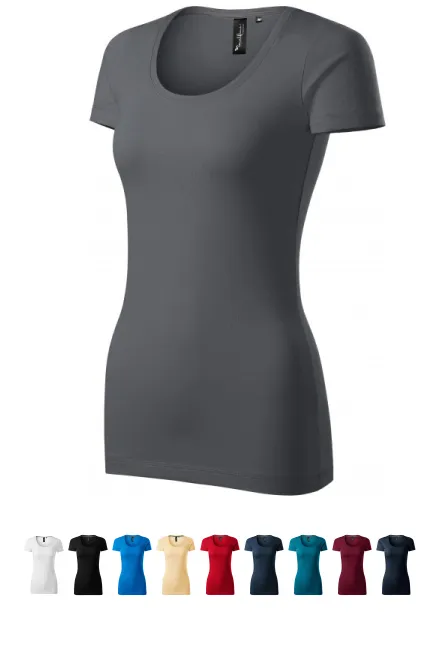 Damen T-Shirt mit Ziernähten, hellgrau