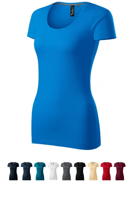 Damen T-Shirt mit Ziernähten, meerblau