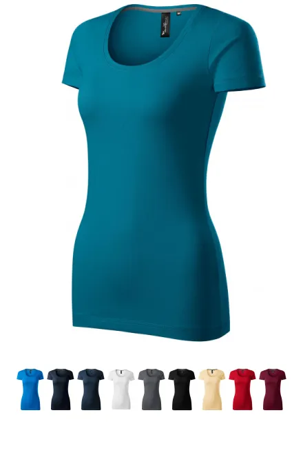 Damen T-Shirt mit Ziernähten, petrol blue