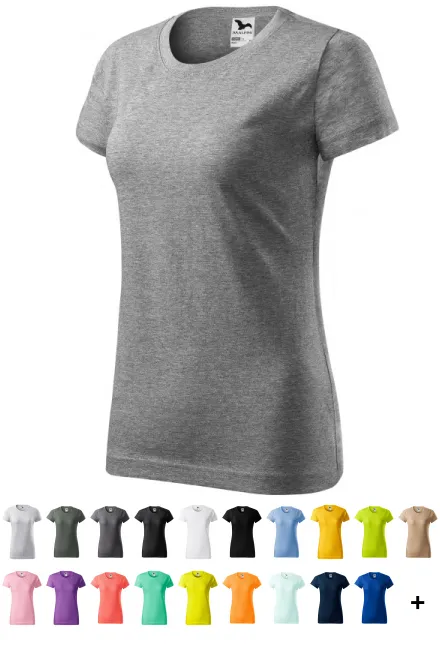 Dames eenvoudig T-shirt, donkergrijs marmer