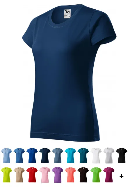 Dames eenvoudig T-shirt, middernachtblauw