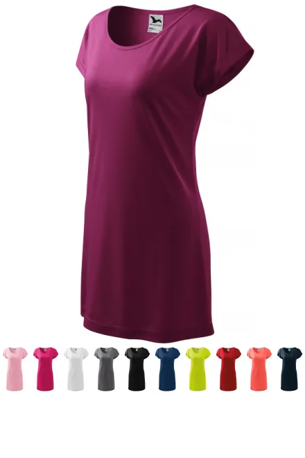 Dames lang T-shirt/jurk, fuchsia