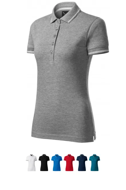 Dames poloshirt met korte mouwen, donkergrijs marmer