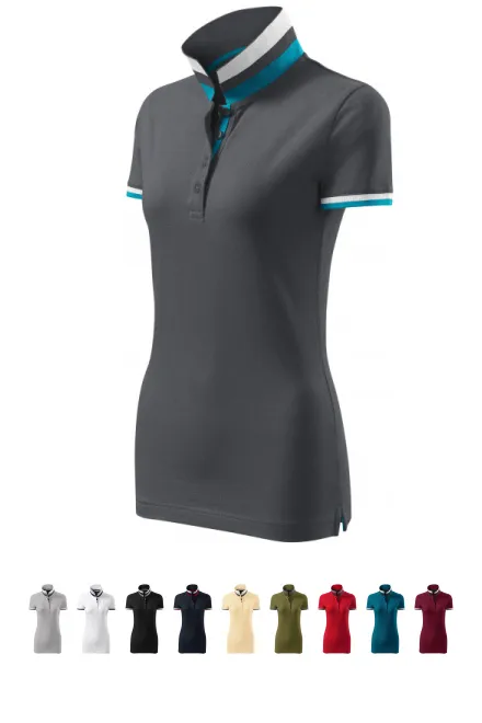 Dames poloshirt met kraag omhoog, lichtgrijze