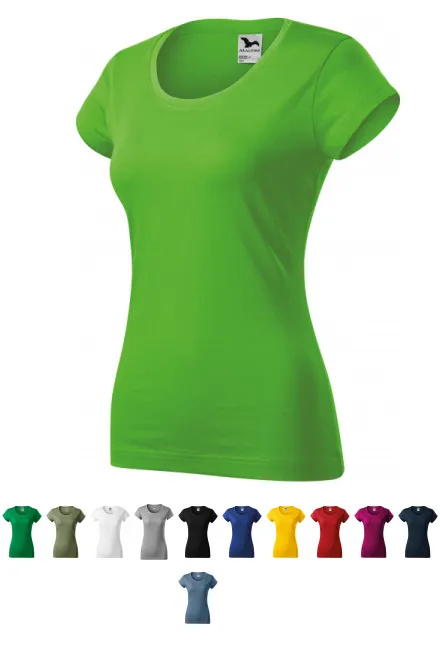 Dames slim fit T-shirt met ronde halslijn, appel groen