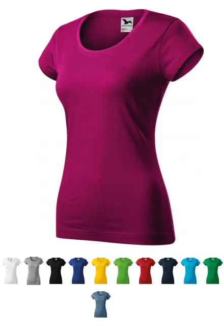Dames slim fit T-shirt met ronde halslijn, fuchsia red