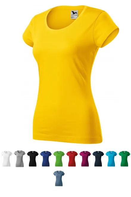 Dames slim fit T-shirt met ronde halslijn, geel