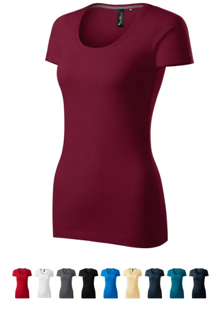 Dames T-shirt met decoratieve stiksels, garnet