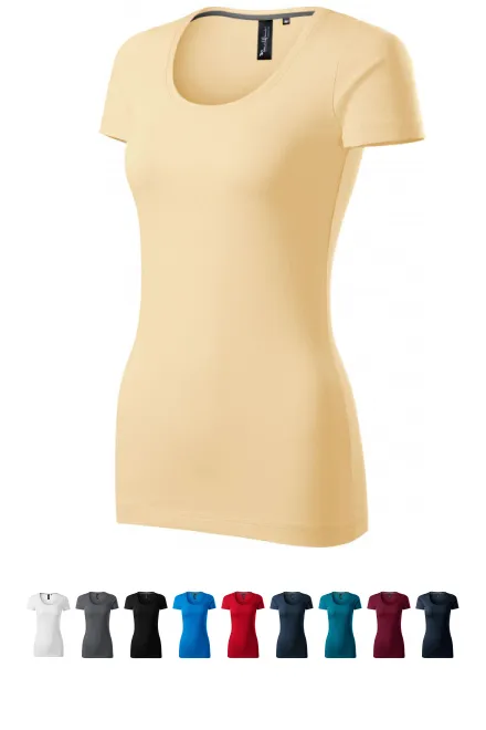 Dames T-shirt met decoratieve stiksels, vanille