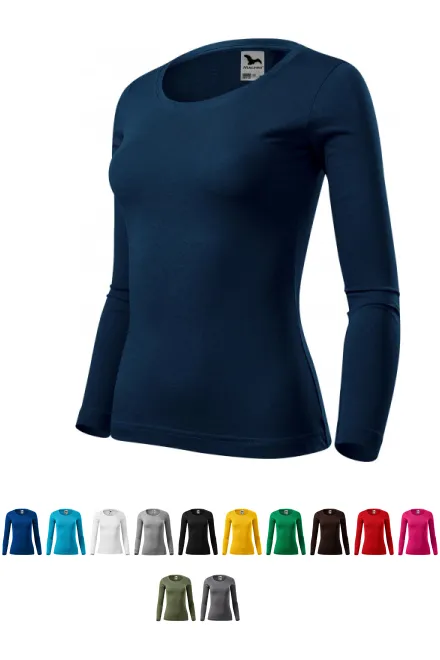 Dames T-shirt met lange mouwen, donkerblauw