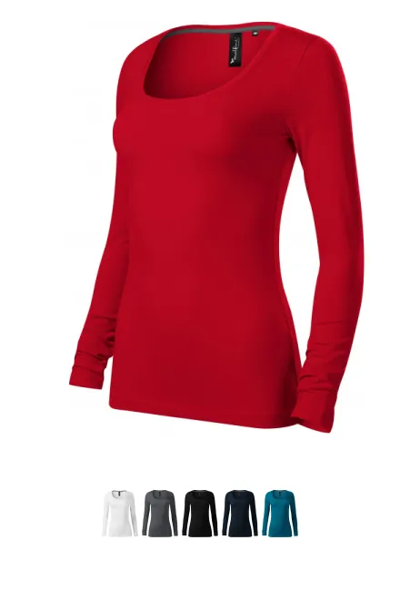 Dames T-shirt met lange mouwen en diepere halslijn, formula red