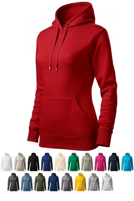 Damessweatshirt met capuchon zonder rits, rood
