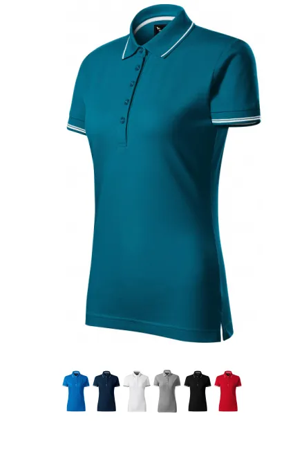 Damska koszulka polo z krótkim rękawem, petrol blue