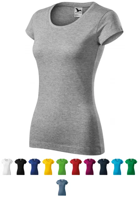 Dāmu slaids fit krekls ar apaļu izgriezumu, tumši pelēks marmors