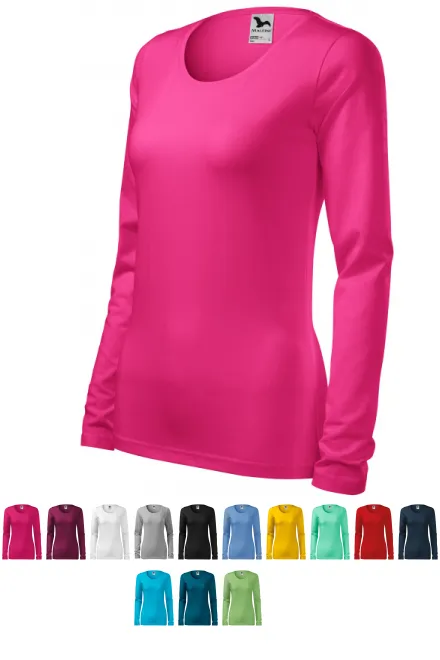 Eng anliegendes Damen-T-Shirt mit langen Ärmeln, lila