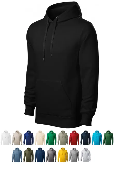 Felpa uomo con cappuccio senza zip, nero