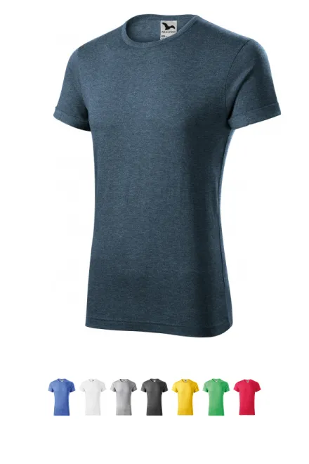 Heren T-shirt met opgerolde mouwen, donker denim marmer