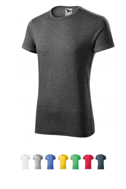 Heren T-shirt met opgerolde mouwen, zwart marmer
