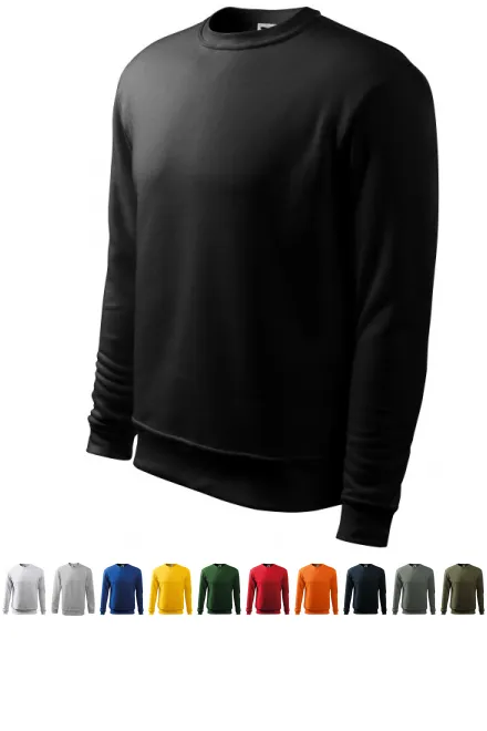 Heren/kinder sweatshirt over het hoofd, zonder capuchon, zwart