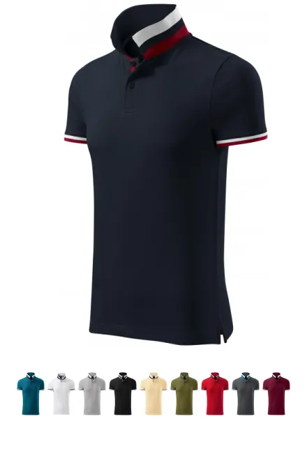 Herenpolo met kraag omhoog collar, donkerblauw