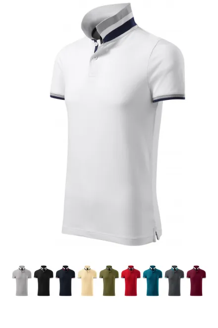 Herenpolo met kraag omhoog collar, witte
