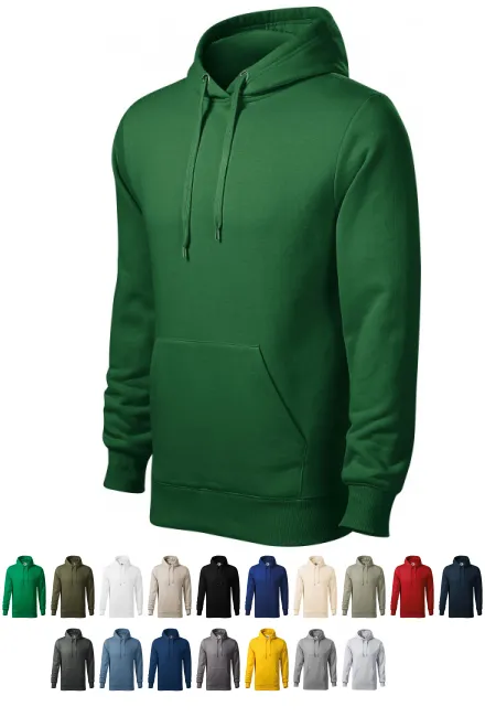 Herensweatshirt met capuchon zonder rits, fles groen