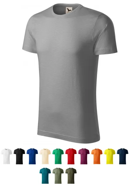 Herren-T-Shirt aus strukturierter Bio-Baumwolle, altes Silber