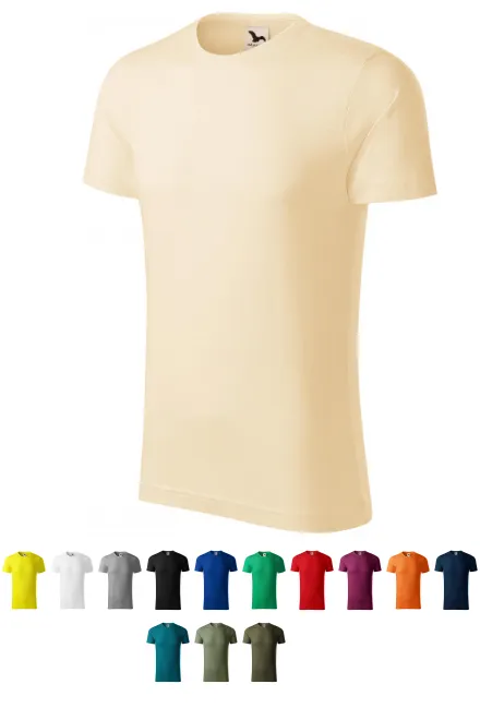 Herren-T-Shirt aus strukturierter Bio-Baumwolle, mandel