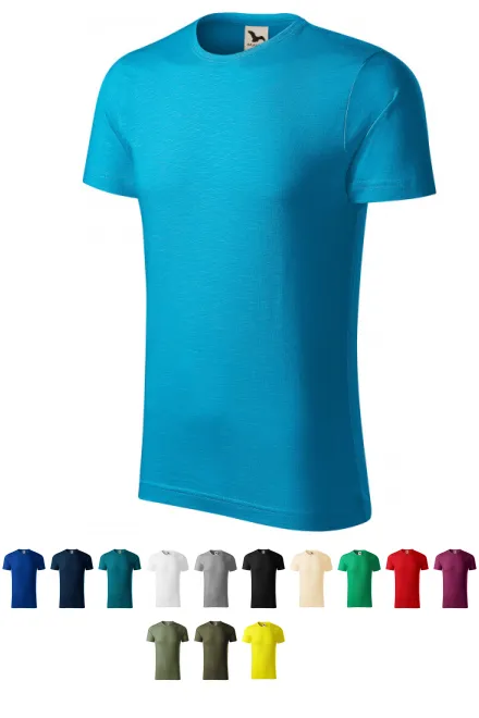 Herren-T-Shirt aus strukturierter Bio-Baumwolle, türkis