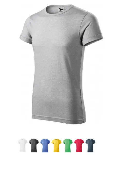 Herren T-Shirt mit gerollten Ärmeln, Silberner Marmor