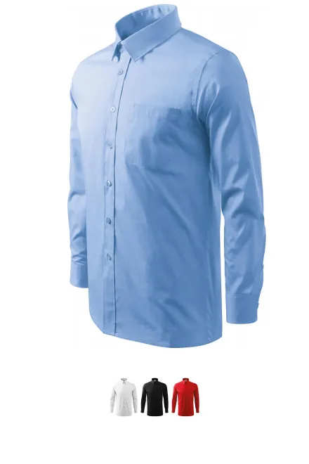 Herrskjorta med långa ärmar, himmelsblå