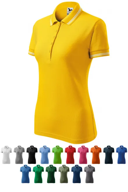 Kontrast-Poloshirt für Damen, gelb