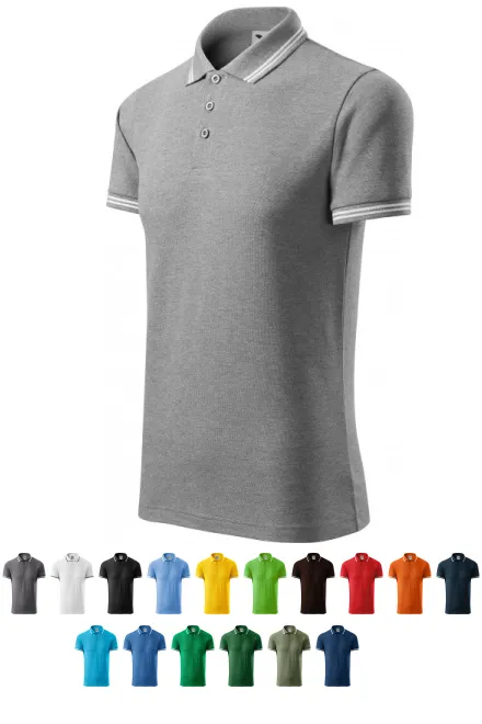 Kontrastiertes Poloshirt für Herren, dunkelgrauer Marmor