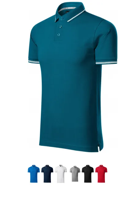 Kontrastiertes Poloshirt für Herren, petrol blue