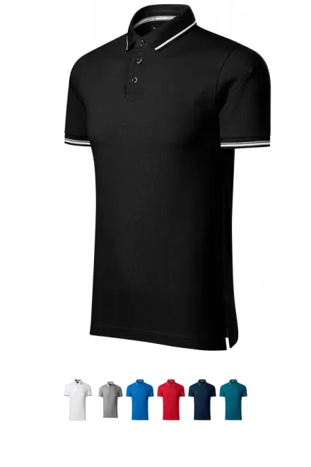 Kontrastiertes Poloshirt für Herren, schwarz