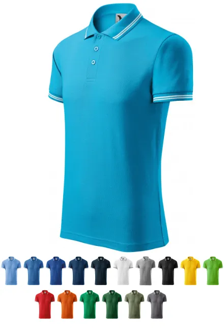 Kontrastiertes Poloshirt für Herren, türkis