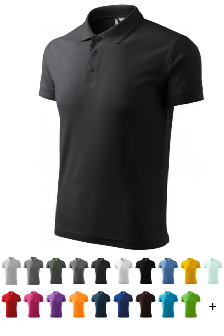 Mænds løs poloshirt, ibenholt grå