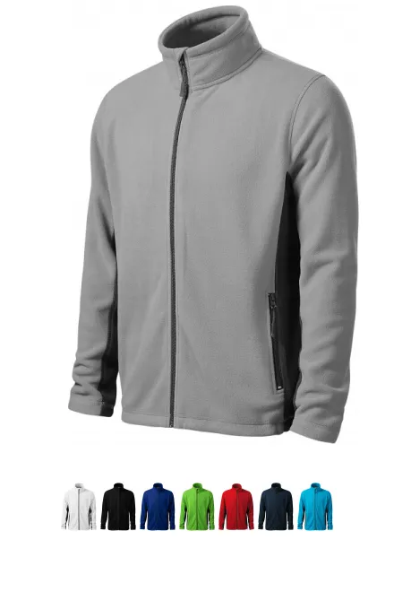 Мъжко яке от полар в контраст, светло сиво