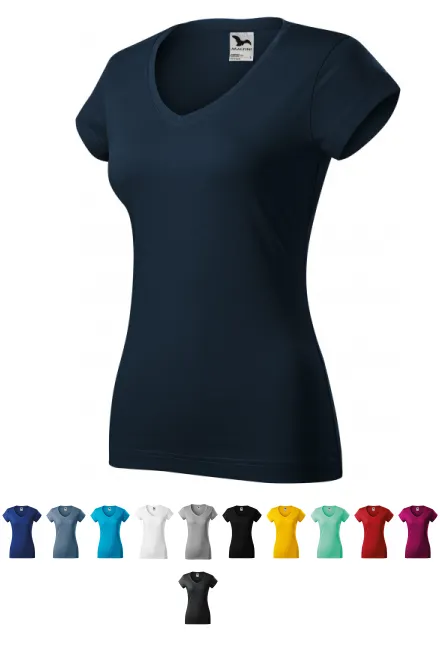 Naiste slim fit V-kaelusega T-särk, tumesinine