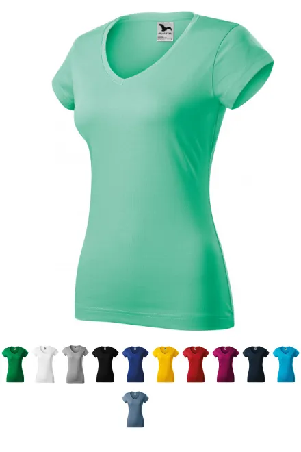 Naisten slim fit t-paita, jossa V-pääntie, minttu
