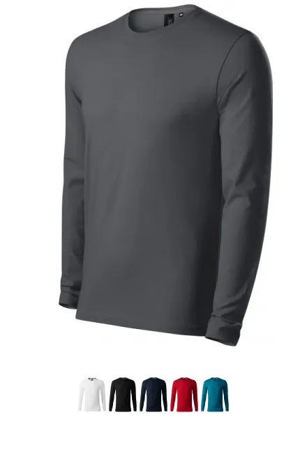 Nauwsluitend heren T-shirt met lange mouwen, lichtgrijze
