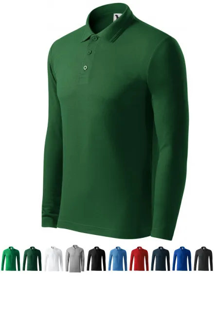 Polo da uomo a maniche lunghe, verde bottiglia