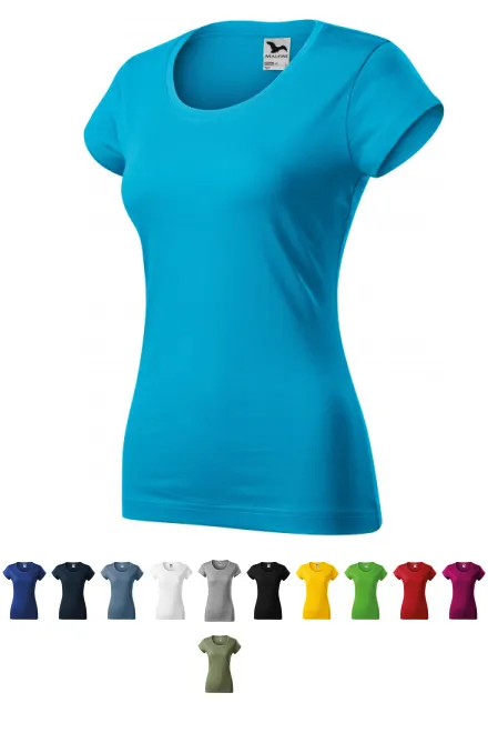 Slim Fit Damen T-Shirt mit rundem Halsausschnitt, türkis