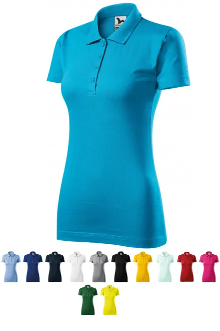 Slim Fit Poloshirt für Damen, türkis