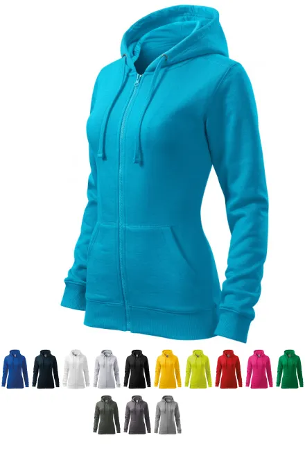 Sweat femme à capuche, turquoise