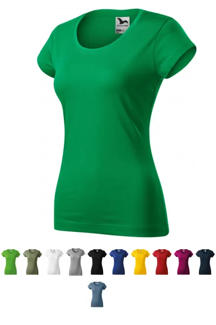 T-shirt damski slim fit z okrągłym dekoltem, zielona trawa