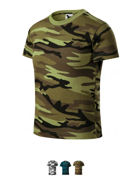 T-Shirt der Camouflage-Kinder, Tarnung grün