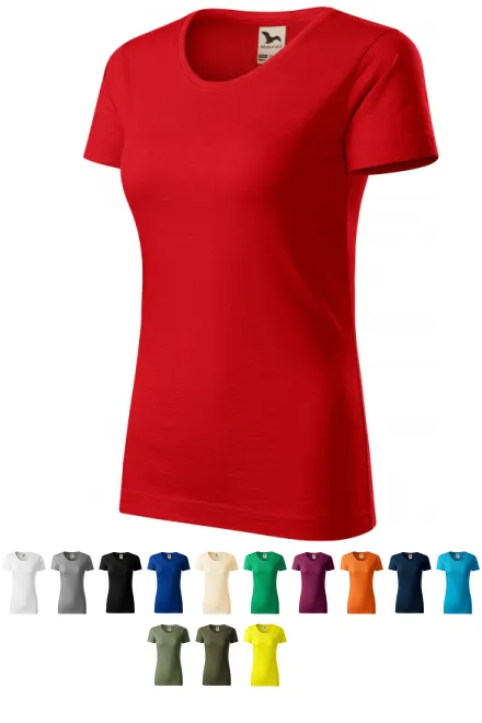 T-shirt femme, coton bio texturé, rouge