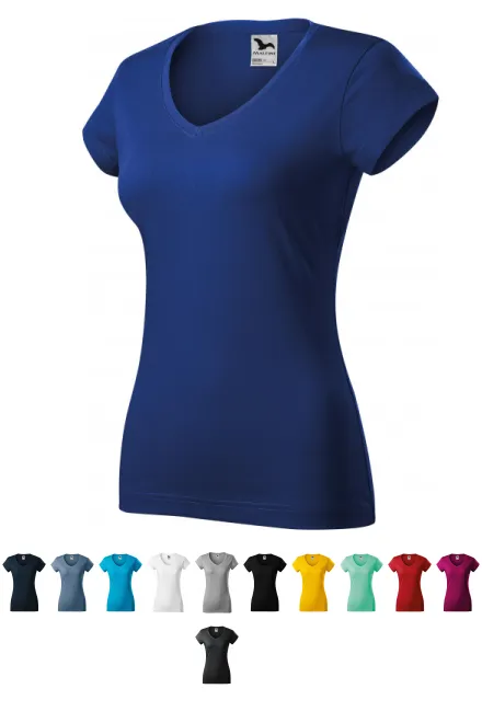 Tricou dama slim fit cu decolteu în V., albastru regal